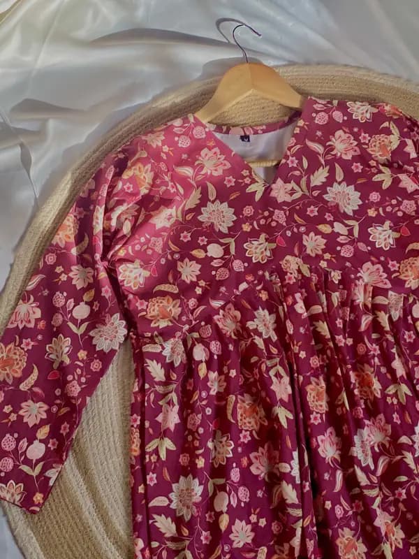 Joypuri Printed Women’s Top – V Neck & Slim Sleeve Design